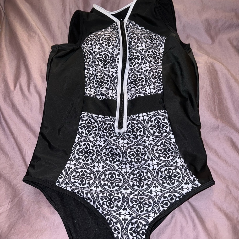 Black one piece bathing suit